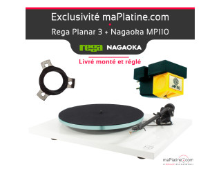 Pack Platine vinyle Rega Planar 3 blanche avec cellule Nagaoka MP110