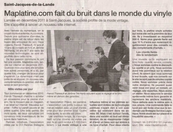 maPlatine.com dans la presse : Ouest-France 2013