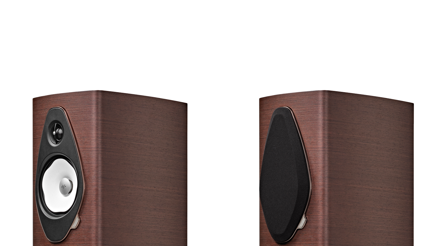 Enceinte colonne Sonus Faber Sonetto VG2 finition wengé mat et ivoire mat, vue de face