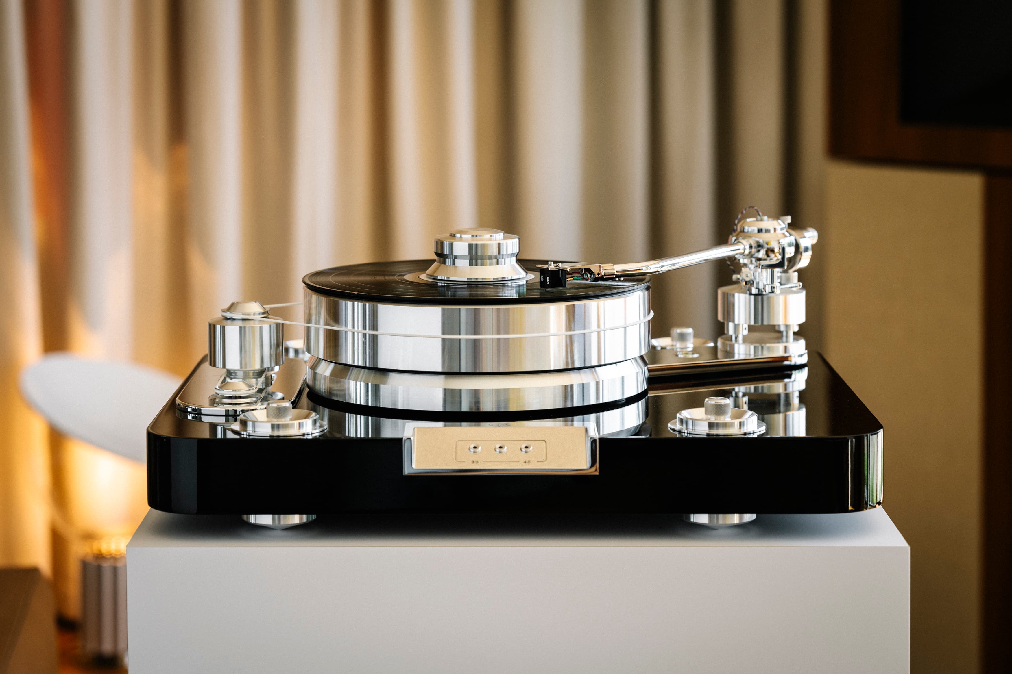 Pro-Ject Signature 12.2 turntable in piano black with 12-inch S-shaped tonearm