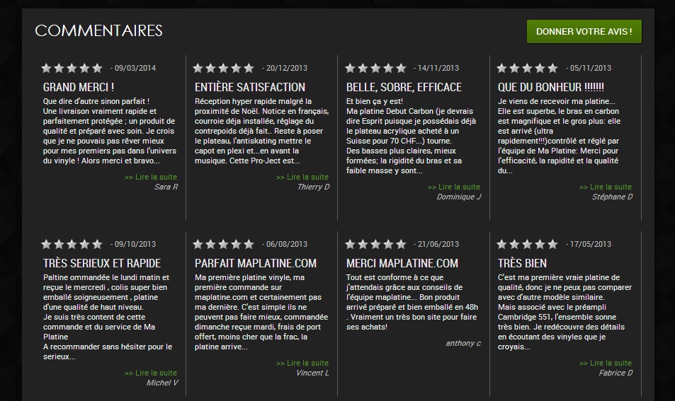avis clients sur maPlatine.com
